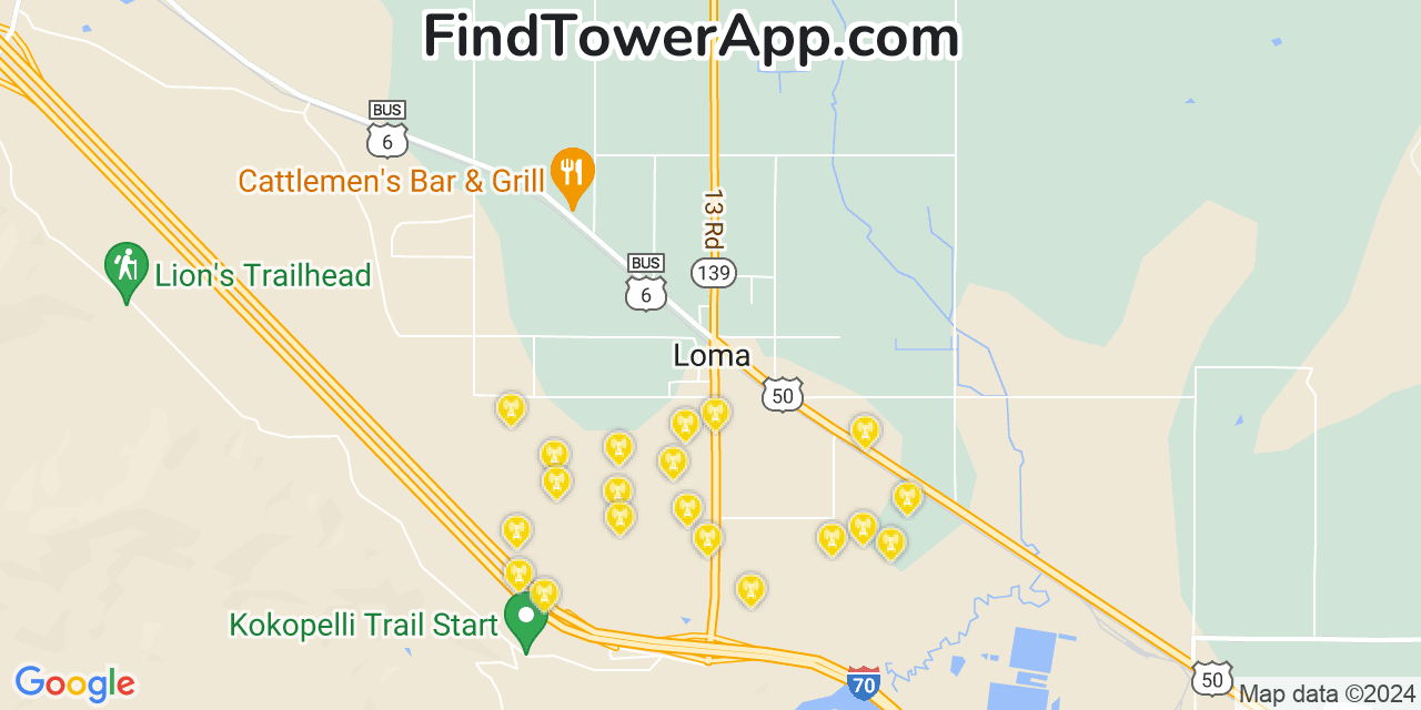 Verizon 4G/5G cell tower coverage map Loma, Colorado