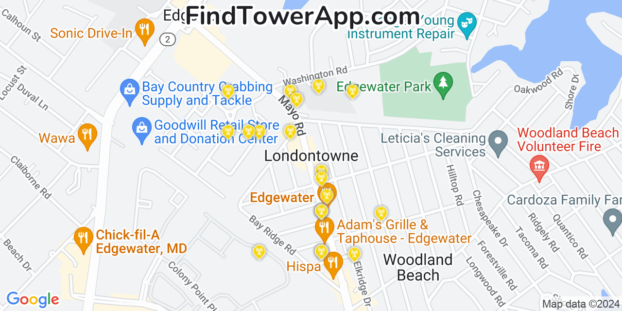 T-Mobile 4G/5G cell tower coverage map Londontowne, Maryland