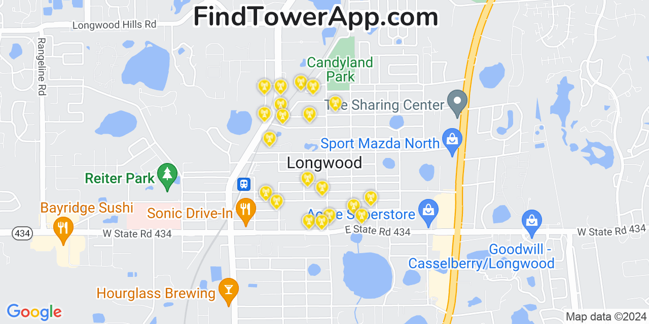 T-Mobile 4G/5G cell tower coverage map Longwood, Florida