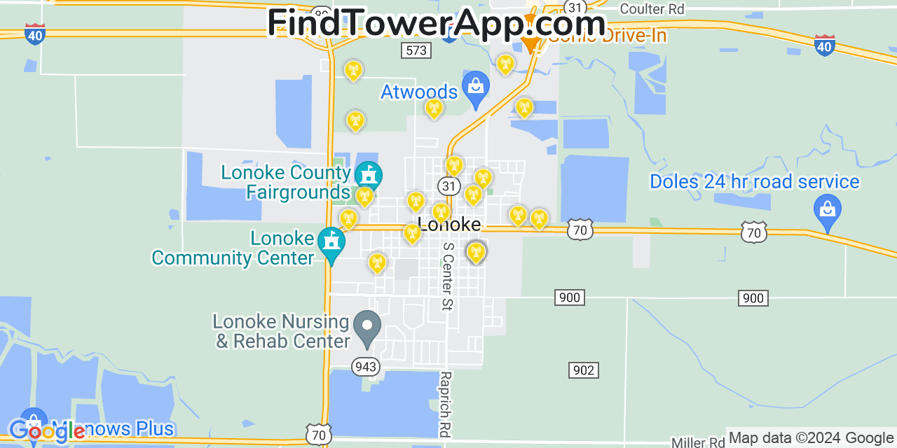 AT&T 4G/5G cell tower coverage map Lonoke, Arkansas