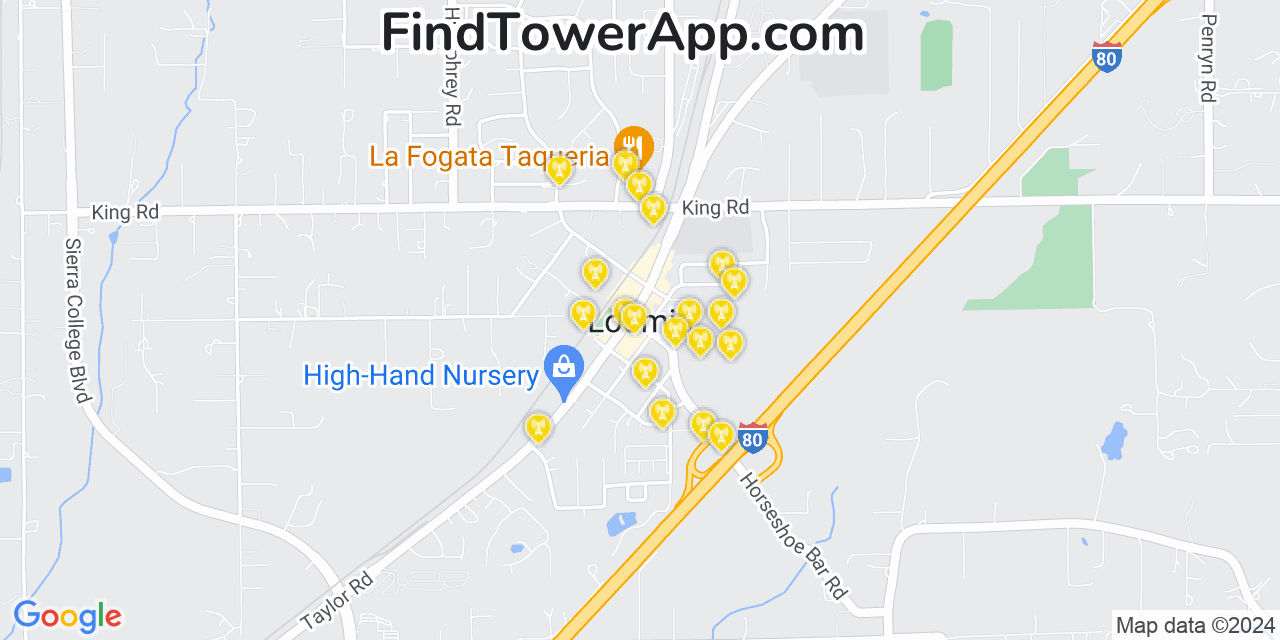 T-Mobile 4G/5G cell tower coverage map Loomis, California