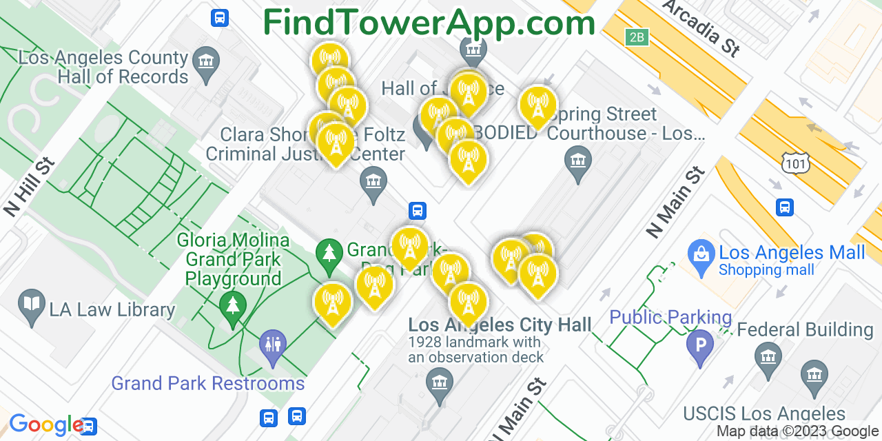 Verizon 4G/5G cell tower coverage map Los Angeles, California