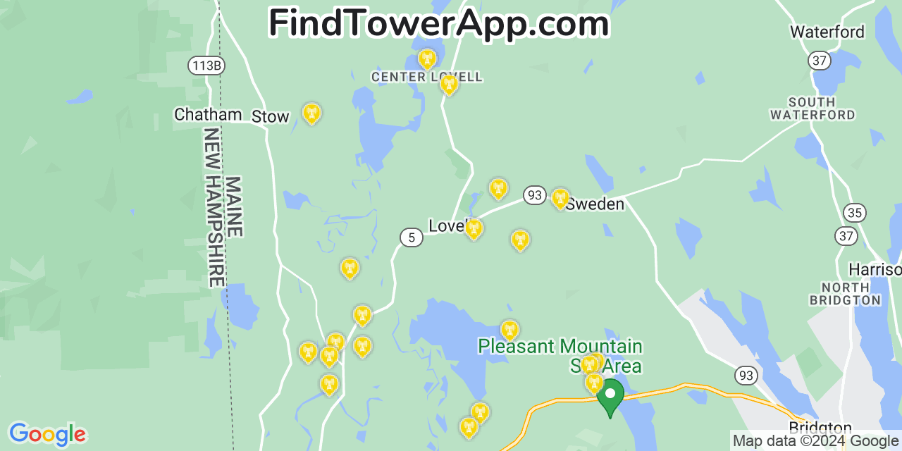 T-Mobile 4G/5G cell tower coverage map Lovell, Maine