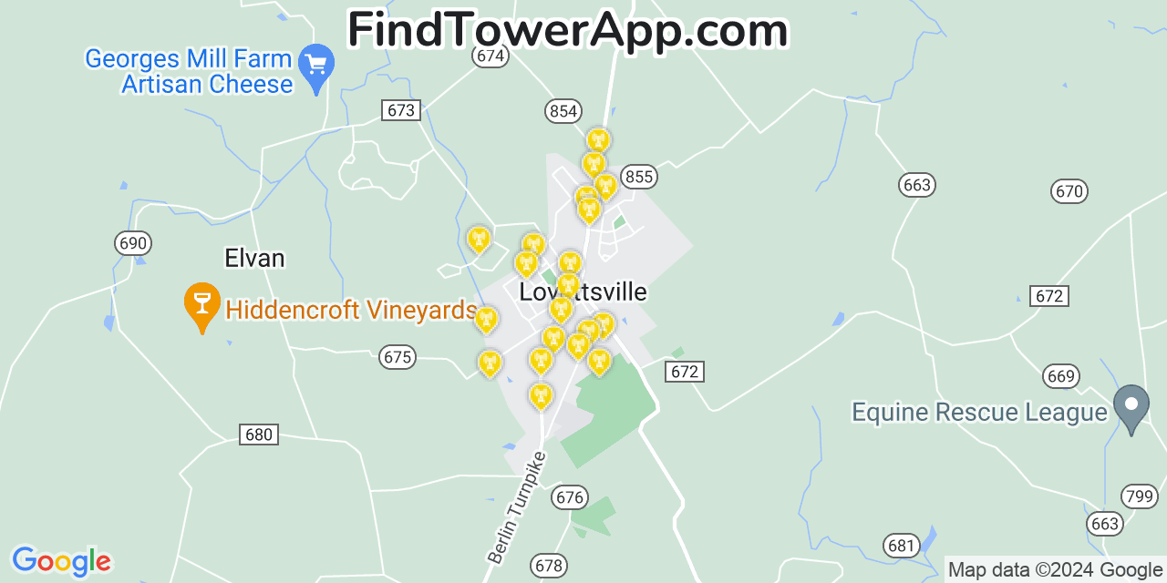 T-Mobile 4G/5G cell tower coverage map Lovettsville, Virginia