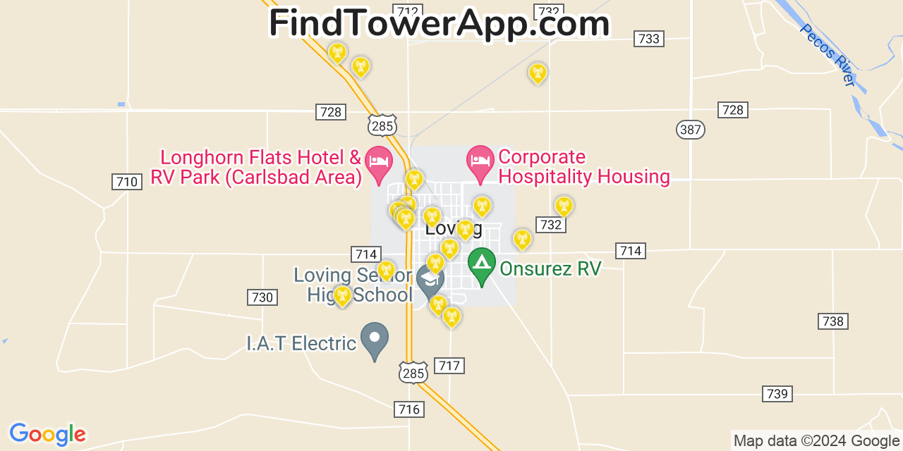 T-Mobile 4G/5G cell tower coverage map Loving, New Mexico