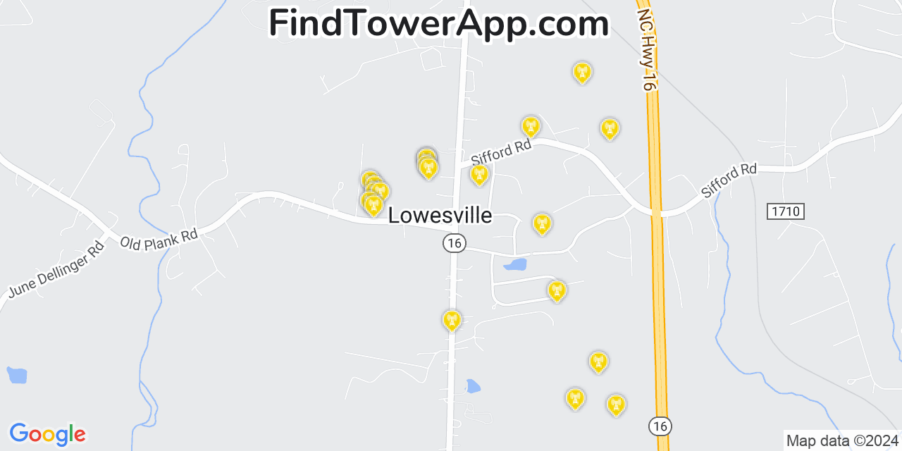 Verizon 4G/5G cell tower coverage map Lowesville, North Carolina