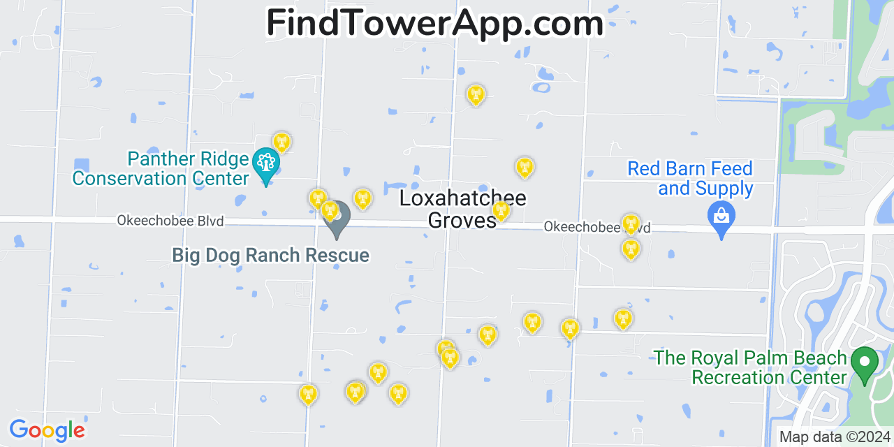 Verizon 4G/5G cell tower coverage map Loxahatchee Groves, Florida