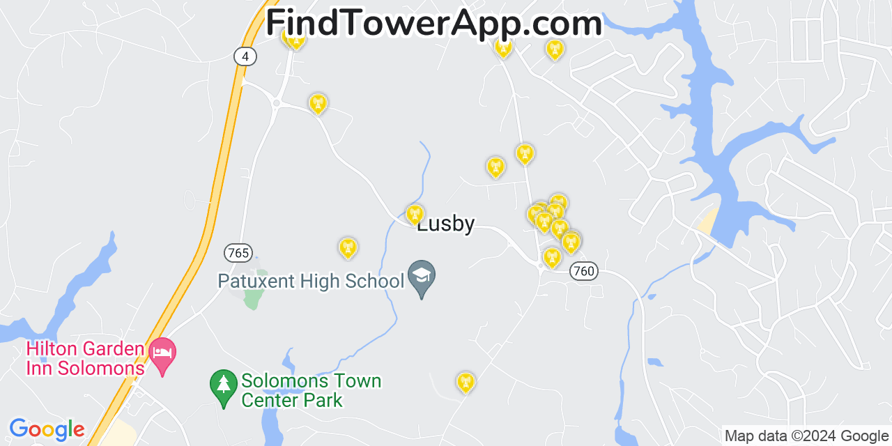 T-Mobile 4G/5G cell tower coverage map Lusby, Maryland