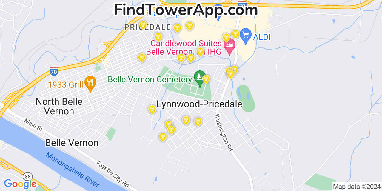 Verizon 4G/5G cell tower coverage map Lynnwood Pricedale, Pennsylvania