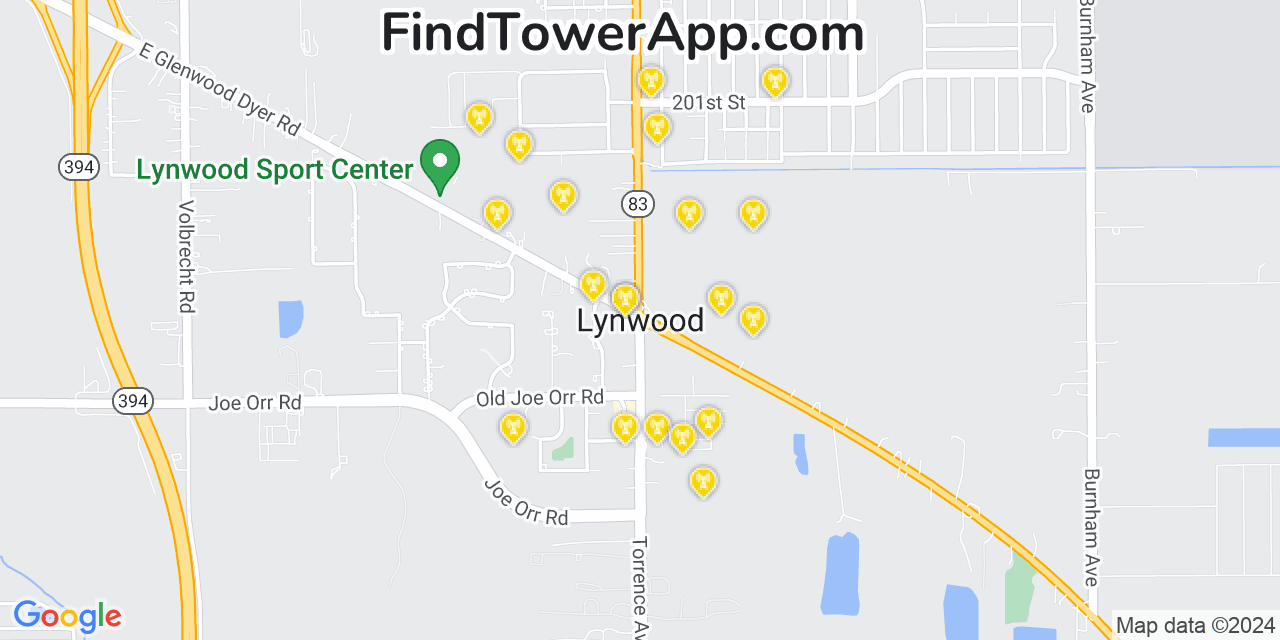 T-Mobile 4G/5G cell tower coverage map Lynwood, Illinois