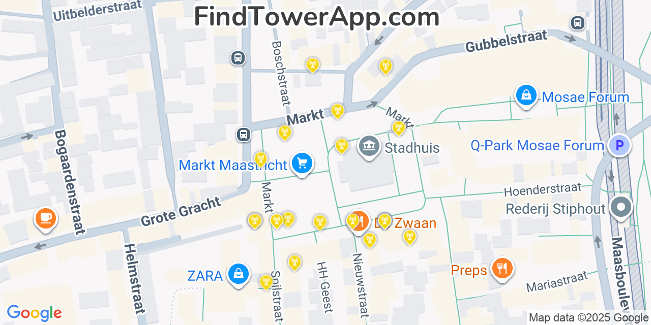 Maastricht Cell Towers, Netherlands - FindTower App Coverage Maps