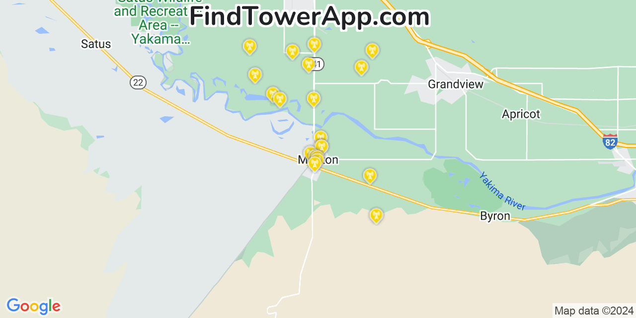 AT&T 4G/5G cell tower coverage map Mabton, Washington