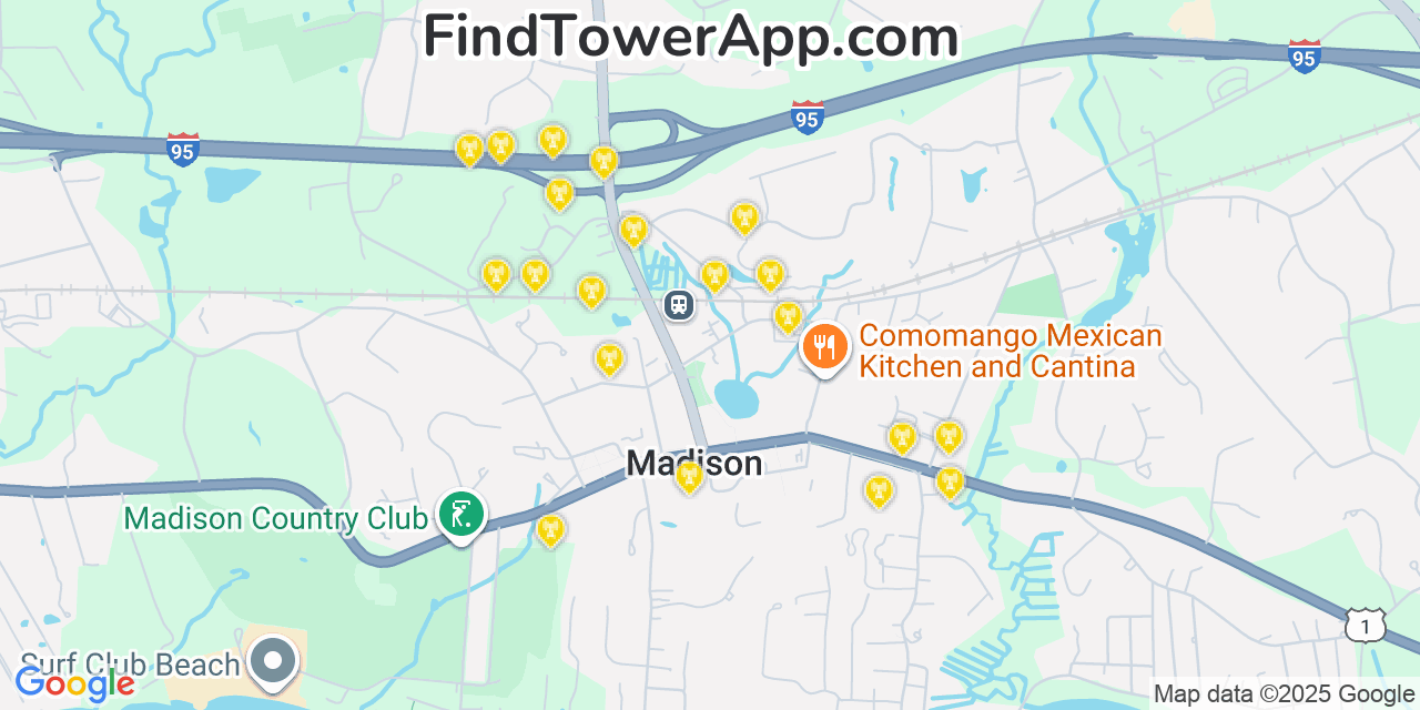 Madison Centered Map Madison Center T-Mobile Cell Towers, Connecticut - FindTower App