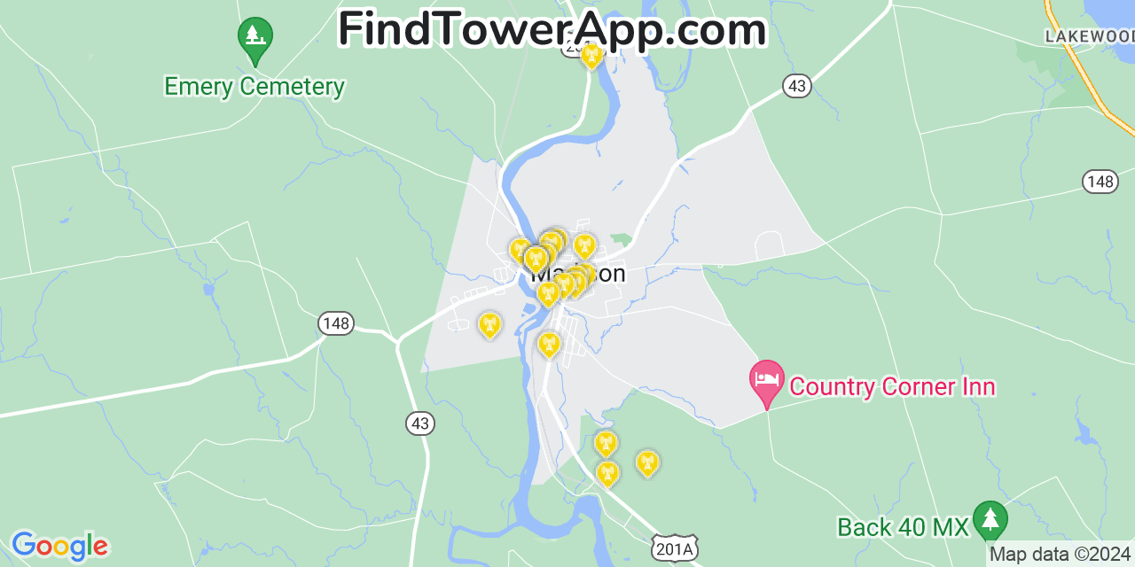 AT&T 4G/5G cell tower coverage map Madison, Maine