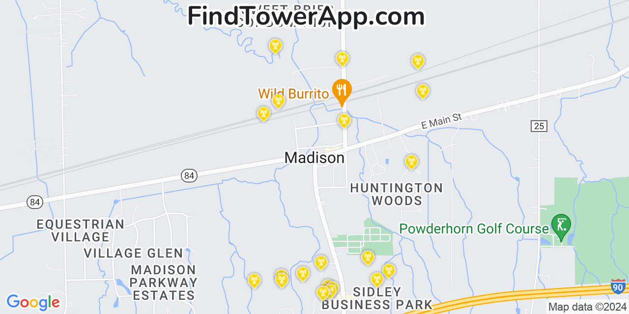 Verizon 4G/5G cell tower coverage map Madison, Ohio