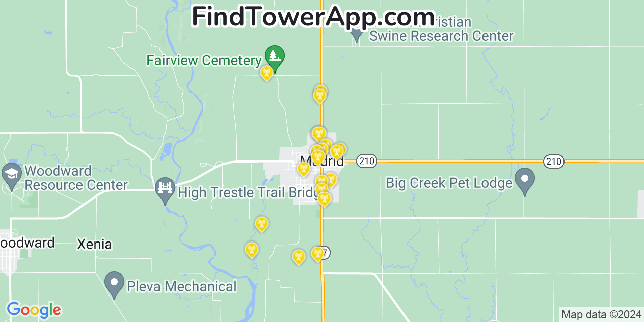 Verizon 4G/5G cell tower coverage map Madrid, Iowa