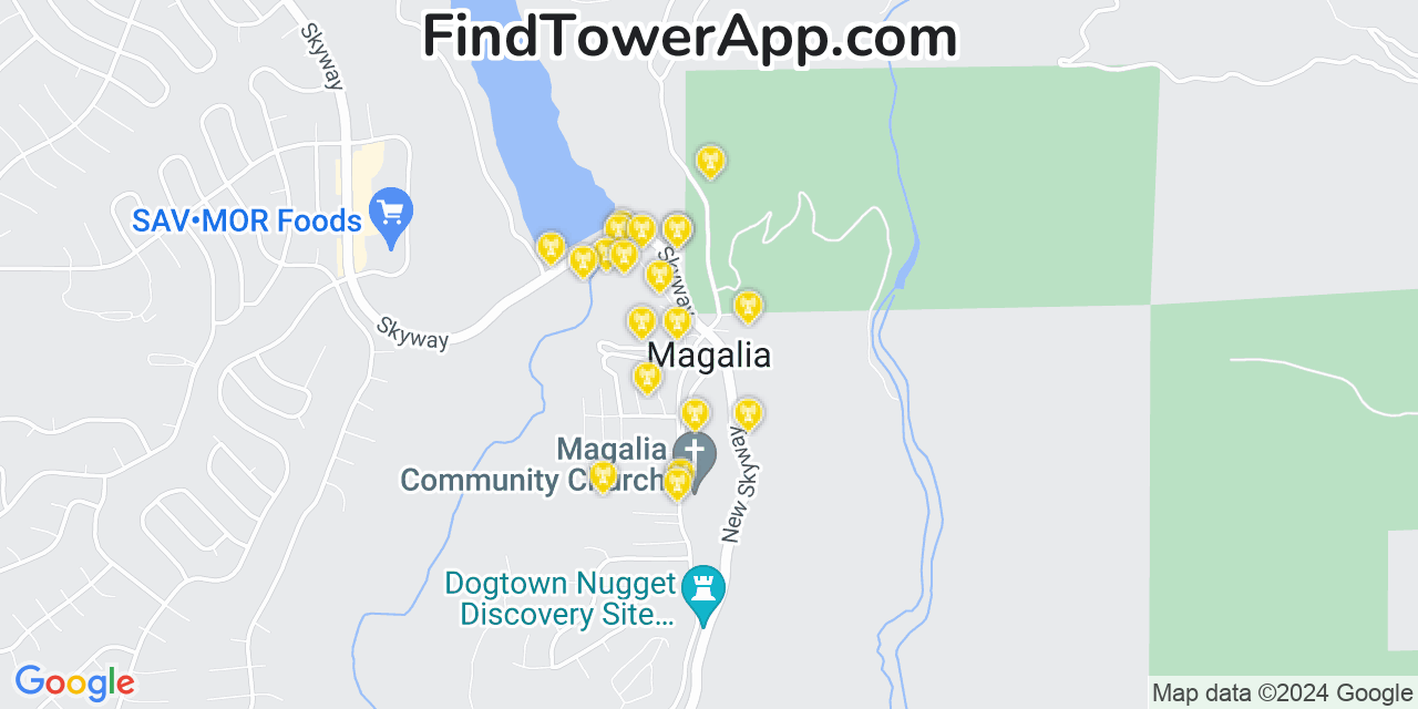 T-Mobile 4G/5G cell tower coverage map Magalia, California