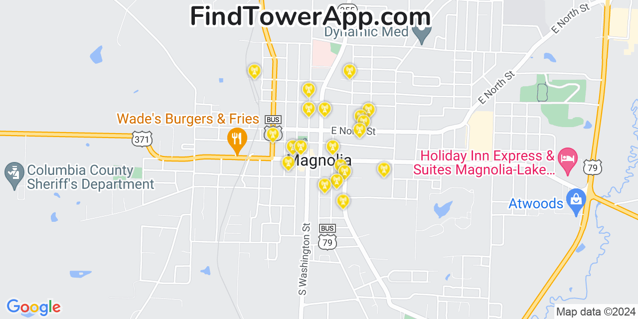 Verizon 4G/5G cell tower coverage map Magnolia, Arkansas