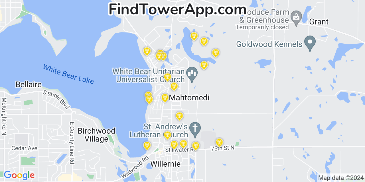 T-Mobile 4G/5G cell tower coverage map Mahtomedi, Minnesota