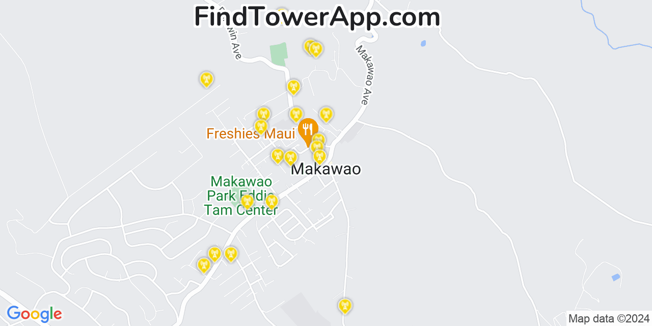 AT&T 4G/5G cell tower coverage map Makawao, Hawaii