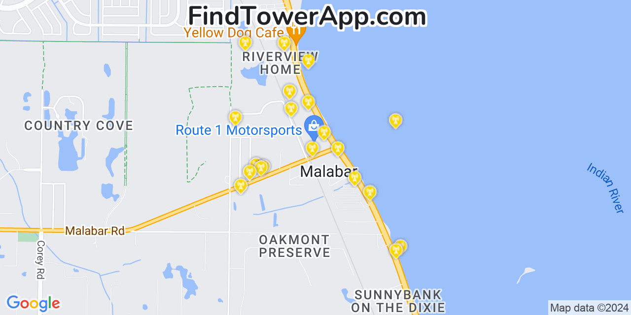 T-Mobile 4G/5G cell tower coverage map Malabar, Florida