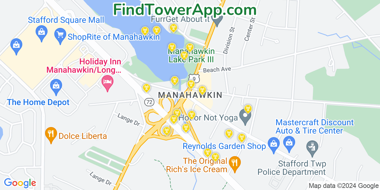 T-Mobile 4G/5G cell tower coverage map Manahawkin, New Jersey