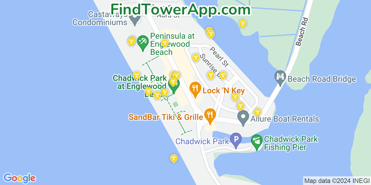 AT&T 4G/5G cell tower coverage map Manasota Key, Florida