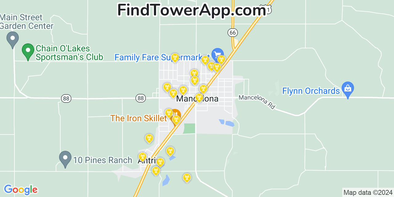 Verizon 4G/5G cell tower coverage map Mancelona, Michigan