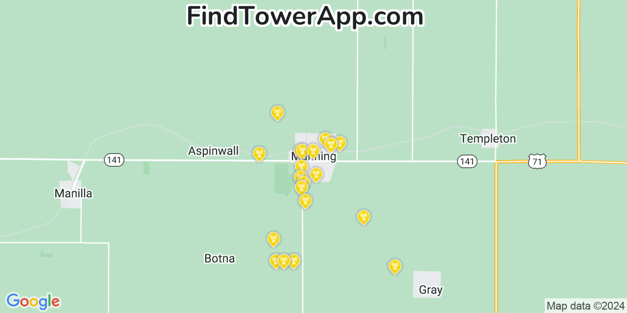 T-Mobile 4G/5G cell tower coverage map Manning, Iowa