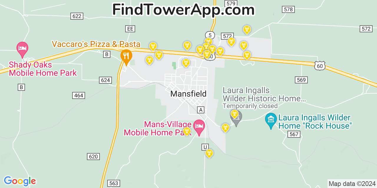 T-Mobile 4G/5G cell tower coverage map Mansfield, Missouri