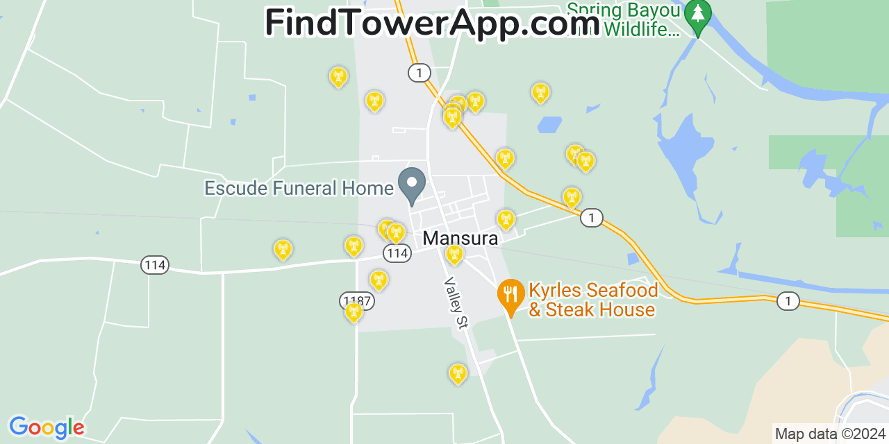 Verizon 4G/5G cell tower coverage map Mansura, Louisiana