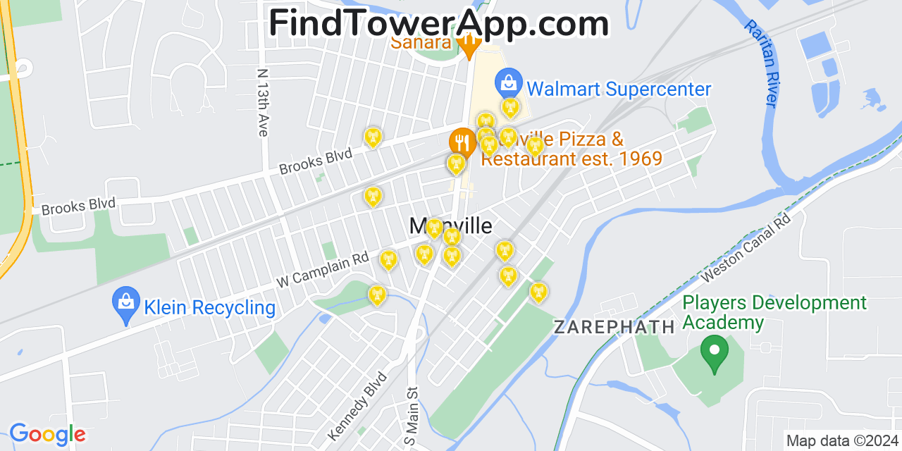 AT&T 4G/5G cell tower coverage map Manville, New Jersey