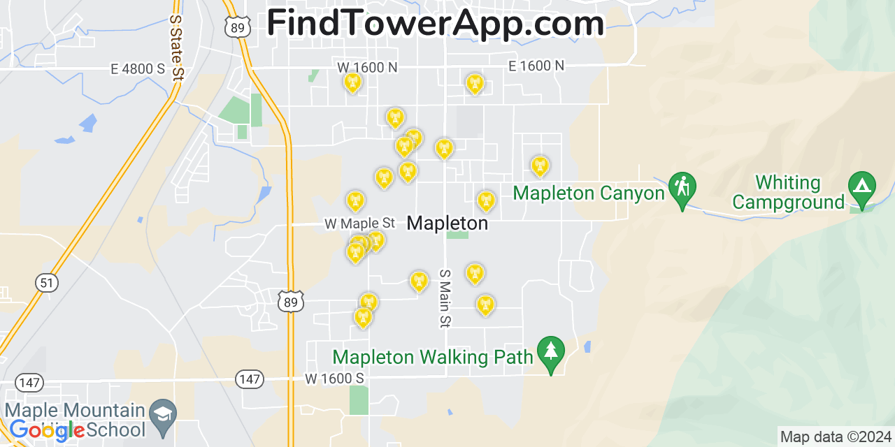 T-Mobile 4G/5G cell tower coverage map Mapleton, Utah