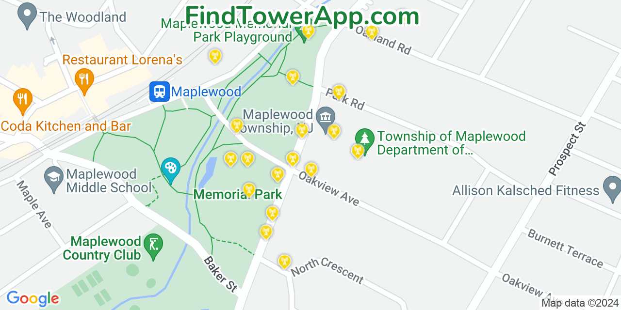 AT&T 4G/5G cell tower coverage map Maplewood, New Jersey