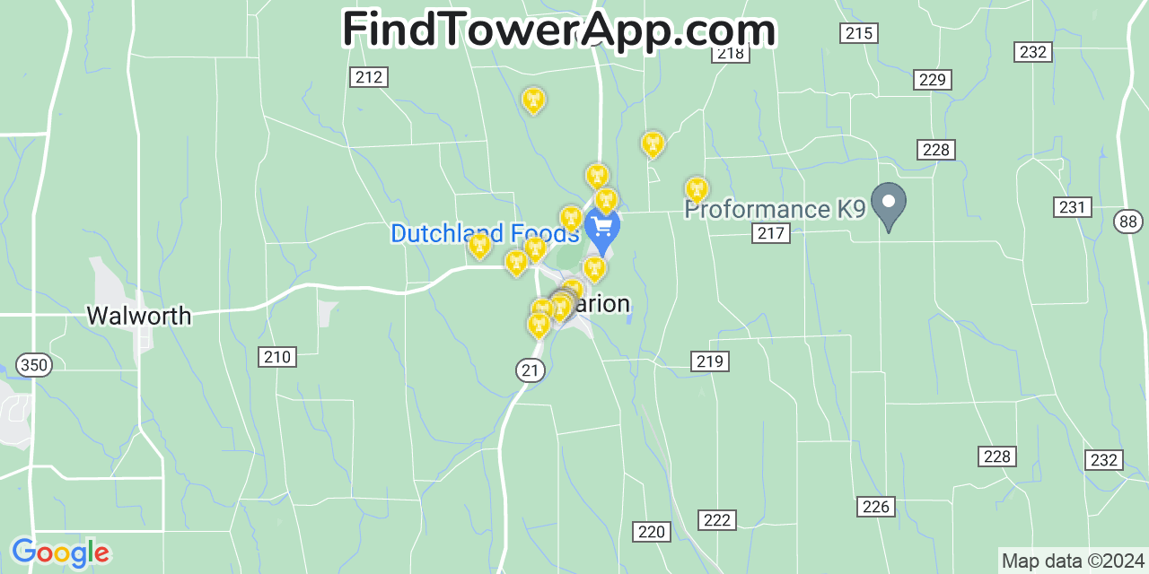 Verizon 4G/5G cell tower coverage map Marion, New York