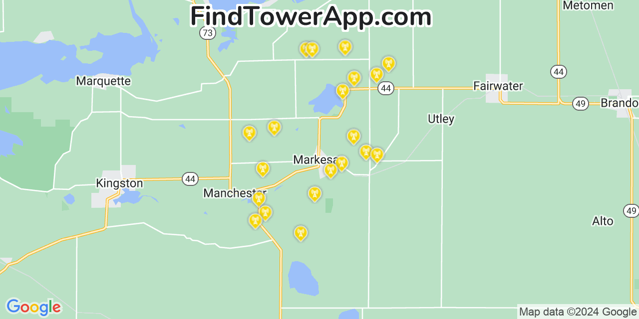 Verizon 4G/5G cell tower coverage map Markesan, Wisconsin