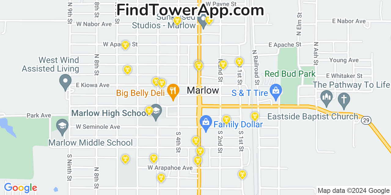 T-Mobile 4G/5G cell tower coverage map Marlow, Oklahoma