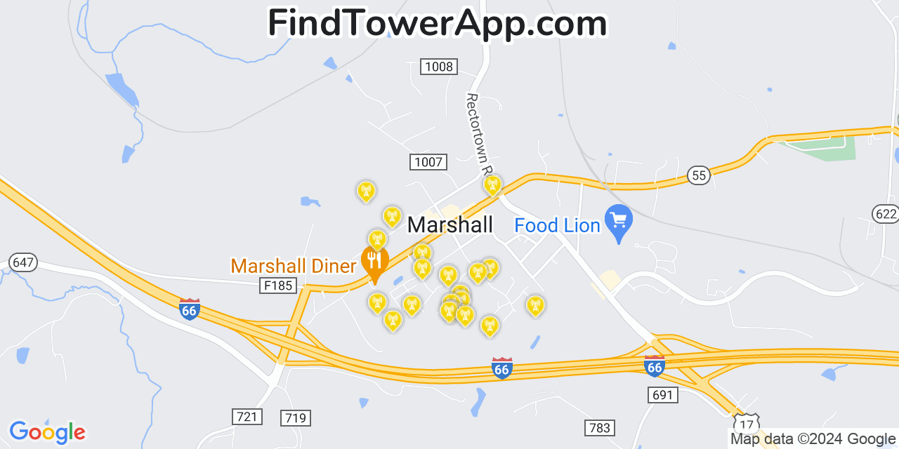 AT&T 4G/5G cell tower coverage map Marshall, Virginia