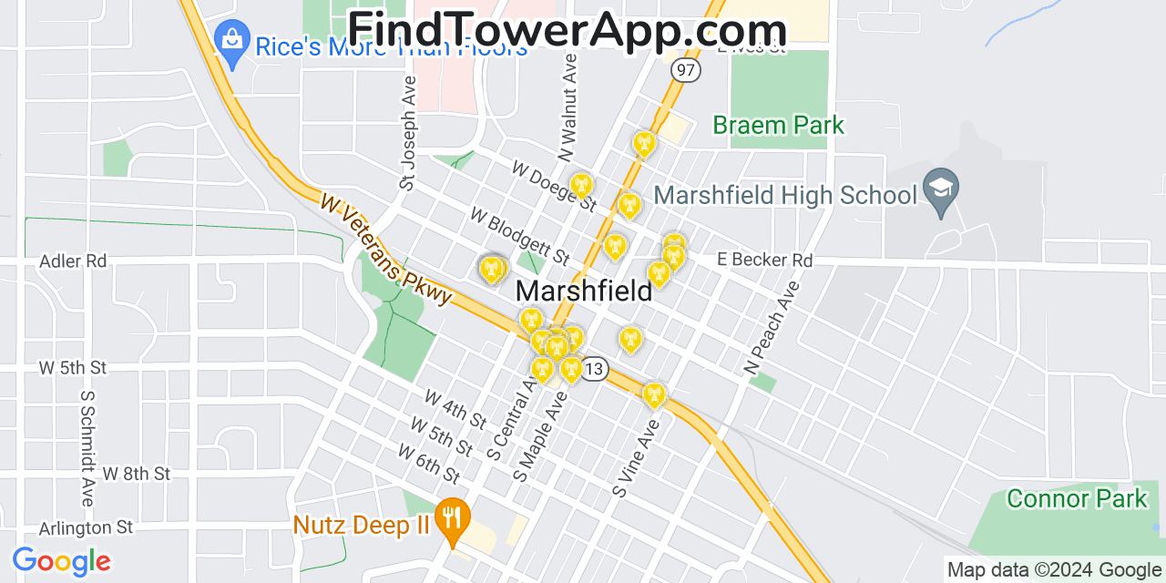 T-Mobile 4G/5G cell tower coverage map Marshfield, Wisconsin