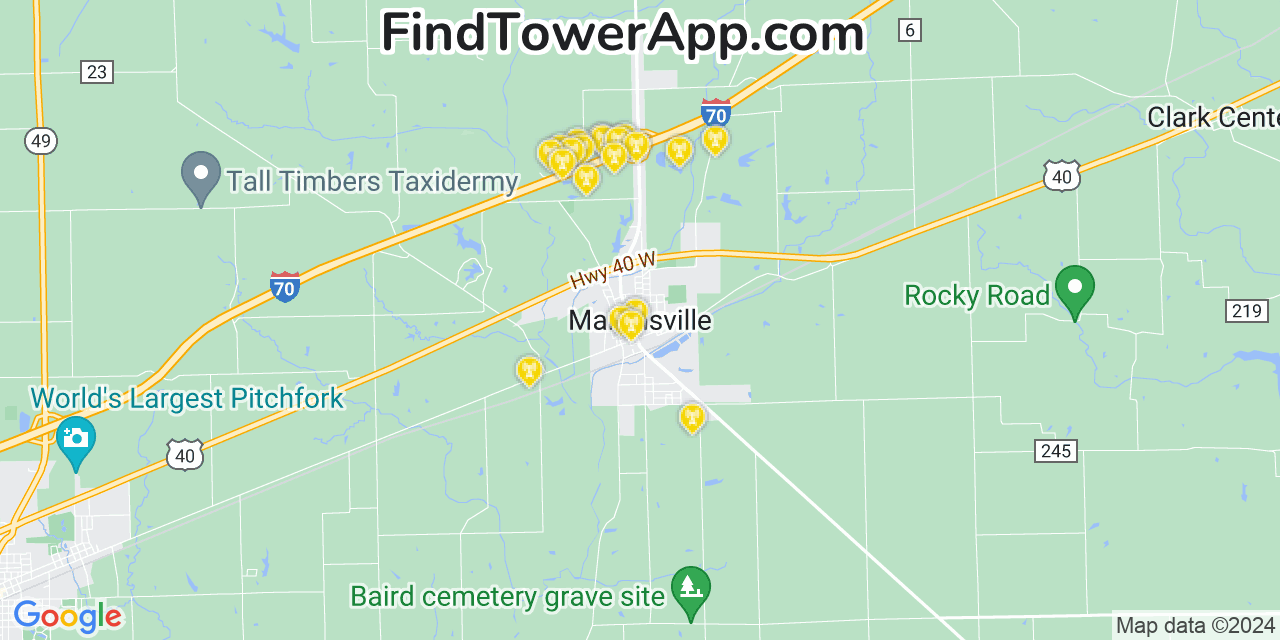 AT&T 4G/5G cell tower coverage map Martinsville, Illinois