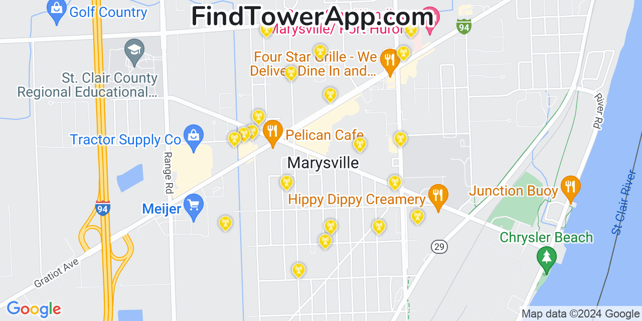 AT&T 4G/5G cell tower coverage map Marysville, Michigan