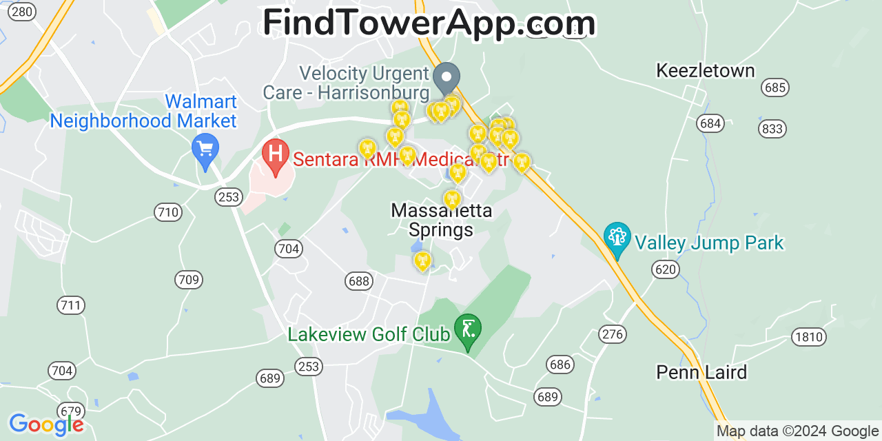 T-Mobile 4G/5G cell tower coverage map Massanetta Springs, Virginia