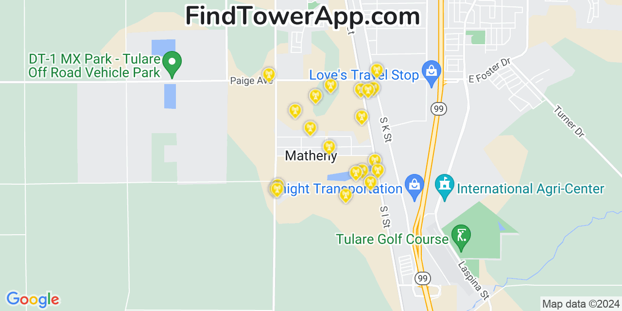 AT&T 4G/5G cell tower coverage map Matheny, California