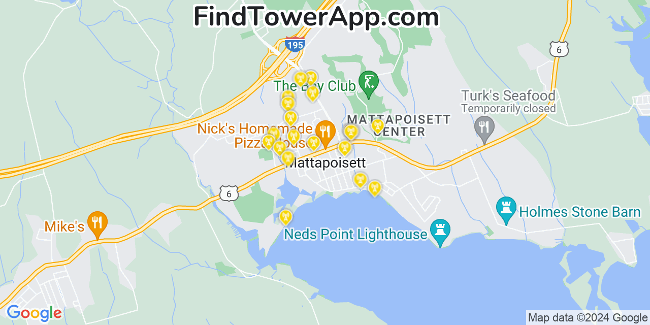 AT&T 4G/5G cell tower coverage map Mattapoisett, Massachusetts