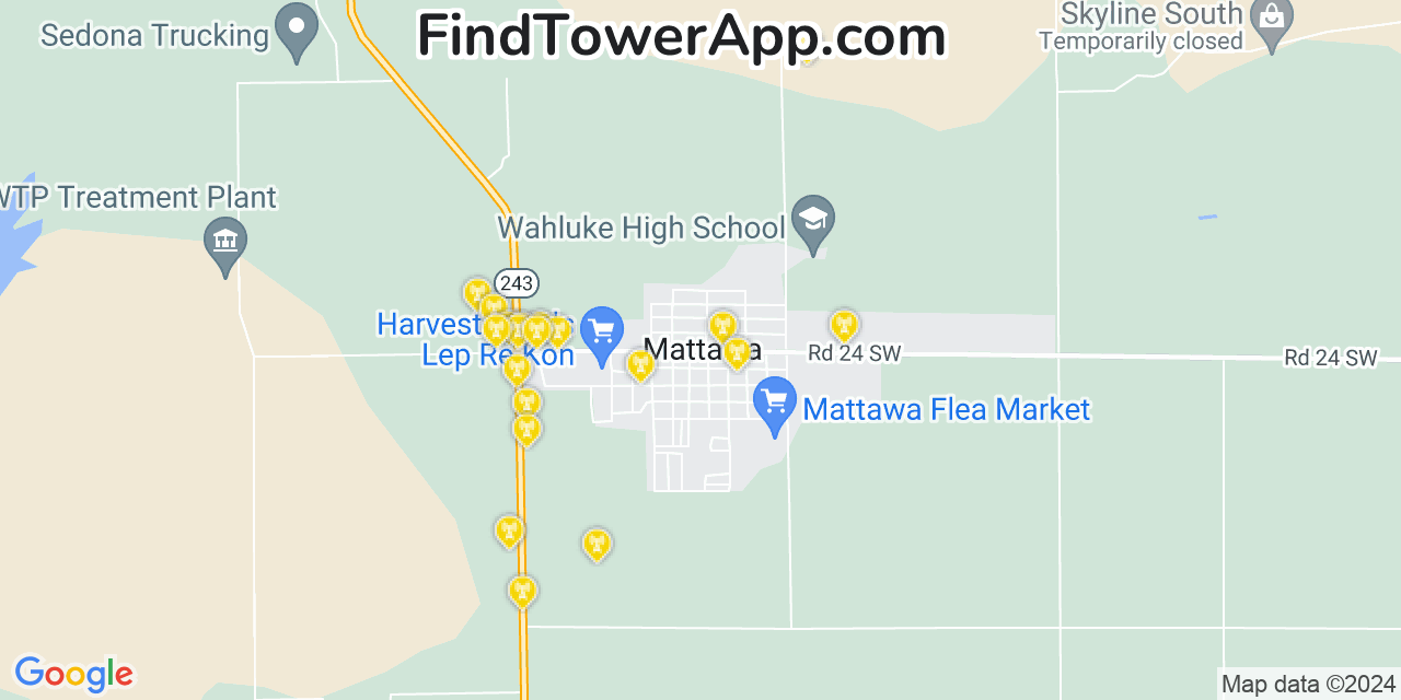 AT&T 4G/5G cell tower coverage map Mattawa, Washington