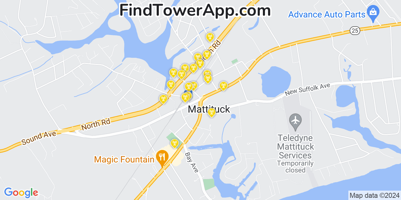 Verizon 4G/5G cell tower coverage map Mattituck, New York