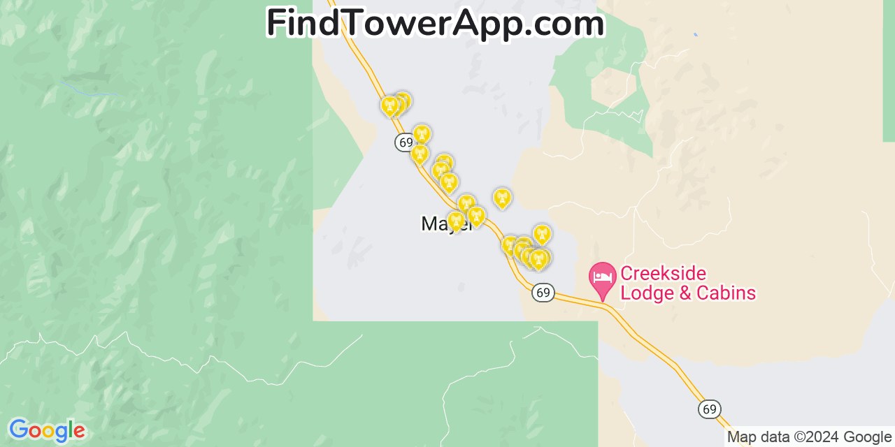 Verizon 4G/5G cell tower coverage map Mayer, Arizona