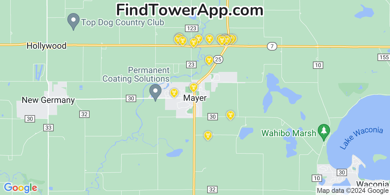 AT&T 4G/5G cell tower coverage map Mayer, Minnesota