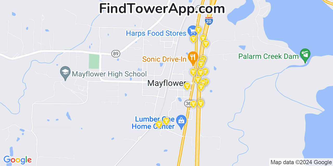 T-Mobile 4G/5G cell tower coverage map Mayflower, Arkansas