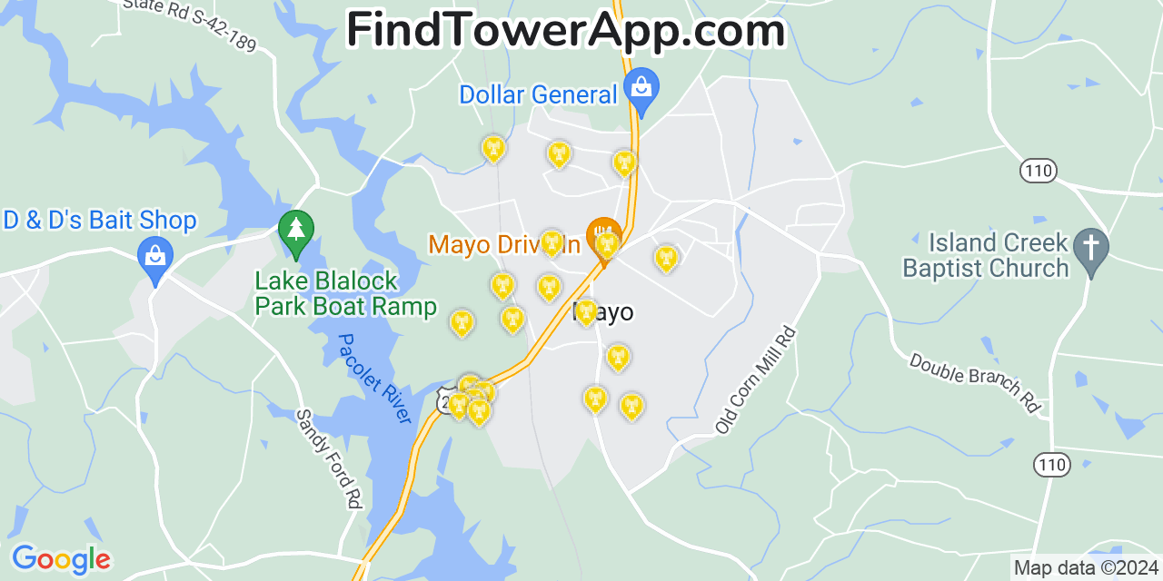 Verizon 4G/5G cell tower coverage map Mayo, South Carolina